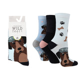 Wild Feet Adults 3 Pack Cotton Crew Socks